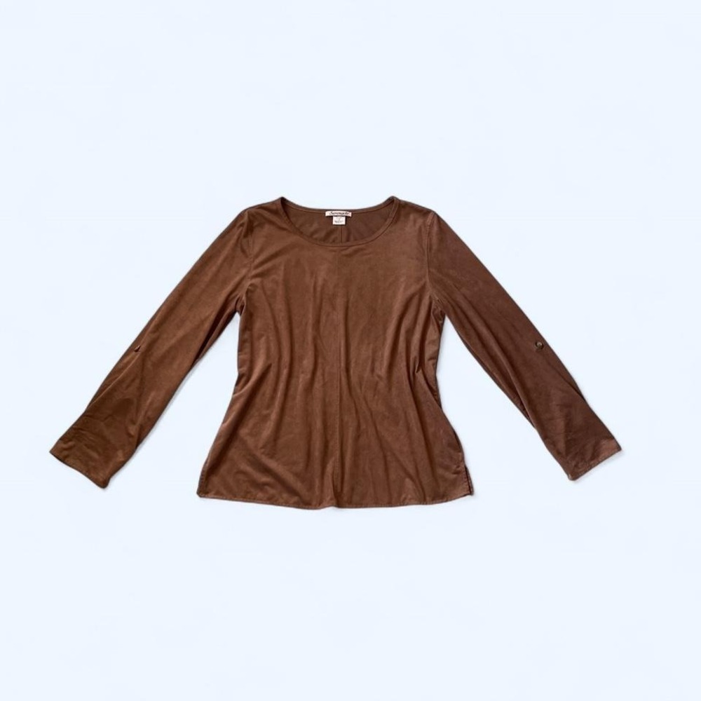 Brown faux suede crewneck tee size S by Serengeti